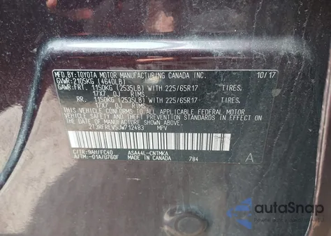 2018 Toyota Rav4 Xle z USA, uszkodzony, nr VIN 2T3RFREV5JW712483